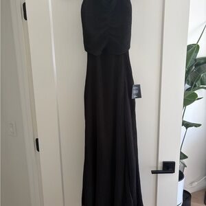Lulu's Classic Black Strapless Lulus maxi dress (thin cross straps)